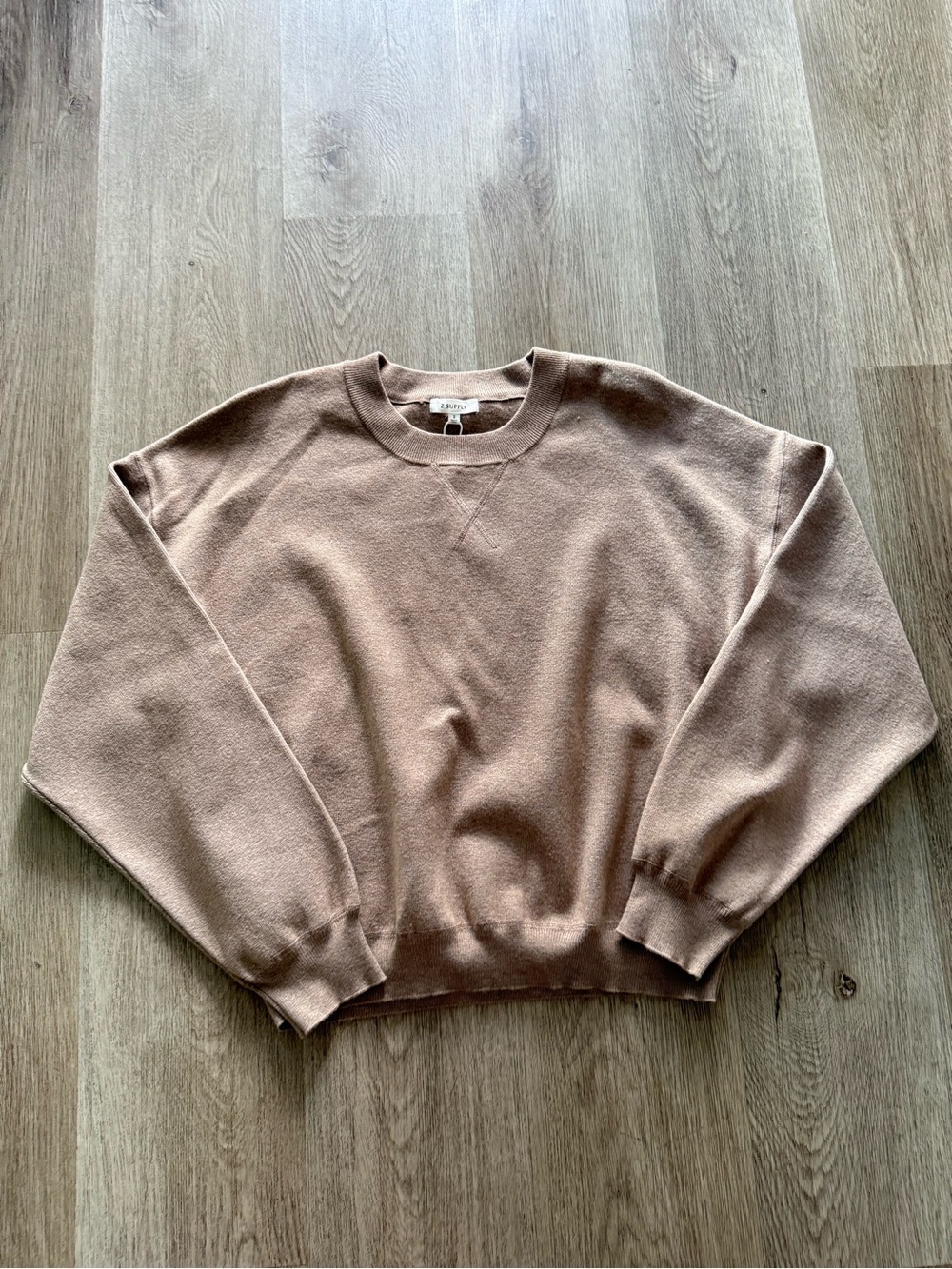 z supply take it easy tan knit crewneck pull over sweater size small NEW - Picture 5 of 11